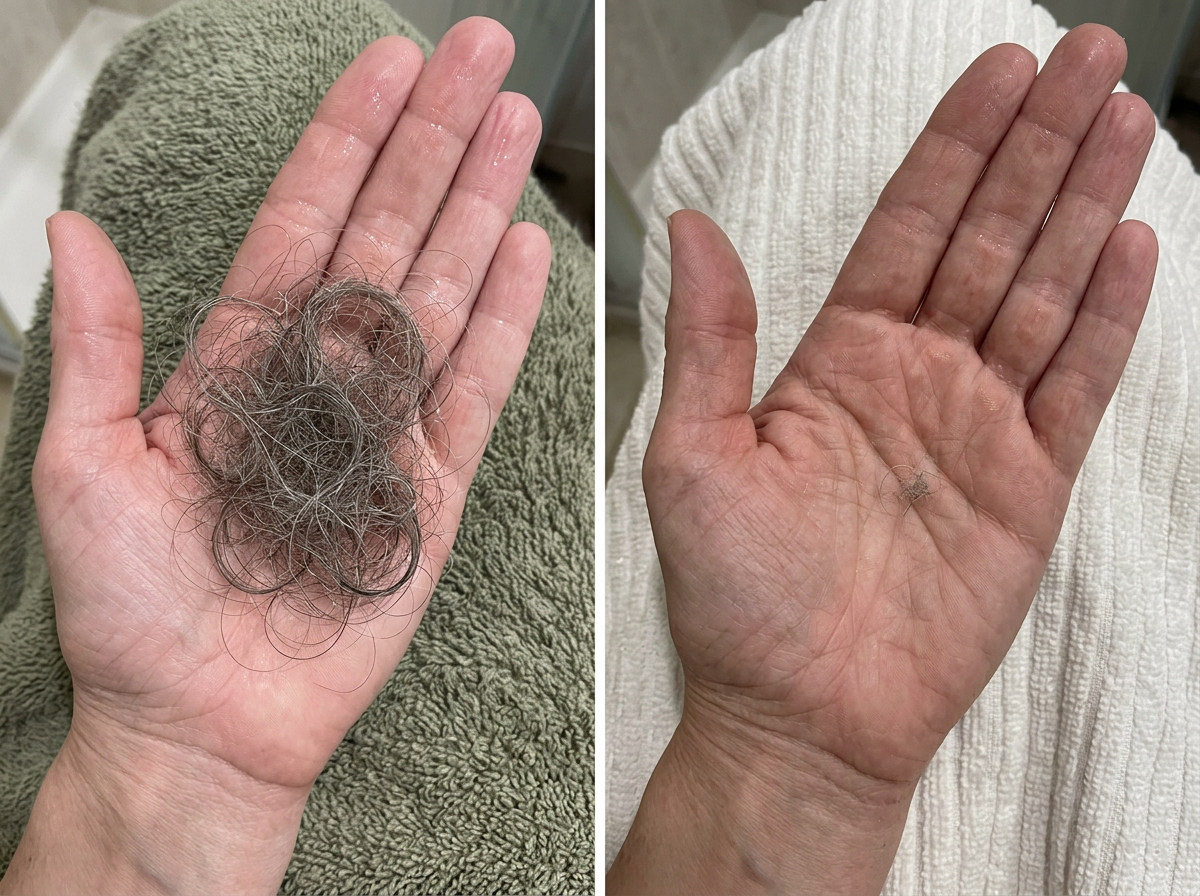 Before and after — shedding reduction
