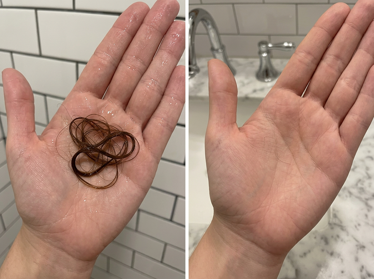 Before and after — shedding reduction